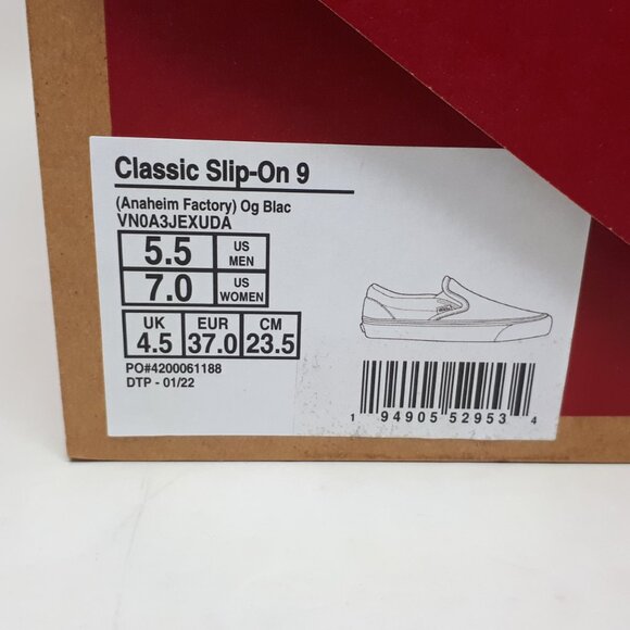 Vans Classic Slip On 98 DX OG Black White Skate Shoe Sneaker Mens 5.5 / Womens 7 - Picture 10 of 12